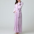 thumbnail image 3 of Defitshape Women's Plush Robe with Hood Ladies Soft Long Fluffy Bathrobe Hooded Winter Warm Fuzzy Fleece Full Length House Coat Maternity SPA Hotel Hot Tub Bath Kimono Robes Pockets Purple X-Large, 3 of 5