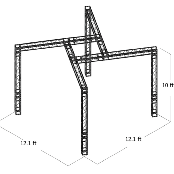 Trade Show Booth Trusses DJ Stage 12.1ftx12.1ftx10ft Metal Black Truss box