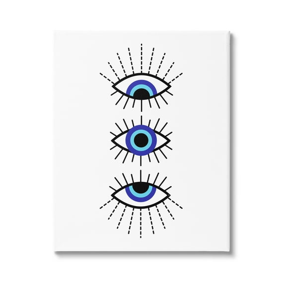 Stupell Industries Three Evil Eyes Pattern Abstract Painting Gallery Wrapped Canvas Art Print Wall Art, 16 x 20