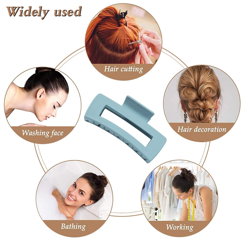 Women's thick rectangle claw clip,5 Color Hair jumbo claw clips,Strong Hold matte hair claw bannana clips,Fashion Hair Styling Accessories for women Girls