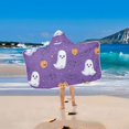 thumbnail image 2 of Yayeee Kids Hooded Towels Toddler Soft Absorbent Beach Bathing Wrap 50" x 23.5", Halloween Purple Ghosts, 2 of 5