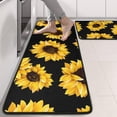 thumbnail image 2 of Kitchen Rugs Sets Of 2,Black Sunflower Pattern Anti Fatigue Kitchen Mat Rugs Non Slip Washable,Decorative Kitchen Floor Mats for Kitchen,Sink,Laundry,17"x47"+17"x47", 2 of 5
