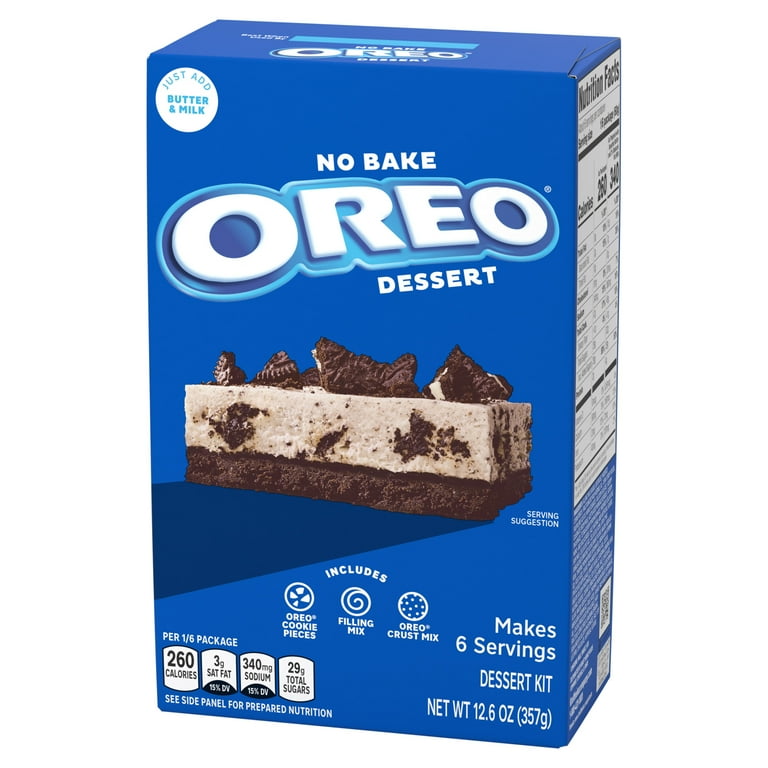 Jell O No Bake Oreo Dessert Kit with Filling Mix Crust Mix Cookie Pieces 12.6 oz Box