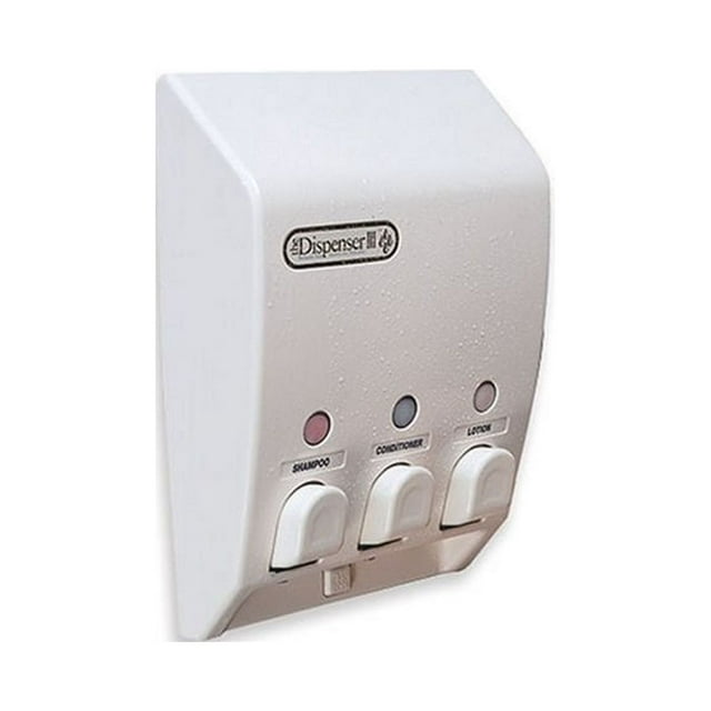 CLASSIC Liquid Bath Amenities Dispenser 3-Chambers color White 1/Pack