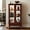 Cherry & Style 2, variant on Lighted Curio Cabinet with 3-Tier Adjustable Shelves and Mirrored Back Panel, 44" H Glass Display with Tempered Glass Doors, Wooden China Cabinet for Living Room(E26 Light Bulb not Included)