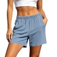 thumbnail image 2 of MLCDZ Womens Bermuda Shorts Elastic Waist Athletic Loose Running Comfy Long Yoga Shorts with Pockets Summer Golf Workout Holiday Short Pants, 2 of 6