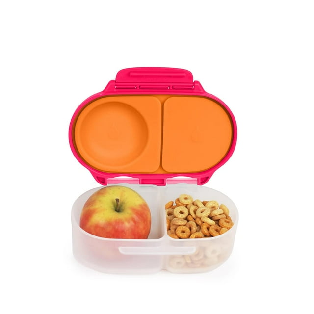 b.box Snack Box for Kids & Toddlers: 2 Compartment Snack Containers Mini Bento Box Lunch Box. Leak Proof BPA free Dishwasher safe. School Supplies. Ages 4 months+ (Strawberry Shake 12oz capacity)