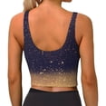 thumbnail image 3 of Haiem Gold Black Glitter Pattern Womens Sports Bra - U Neck Padded Low Impact Yoga Bra Workout Crop Top Gym Moisture-Wicking Workout Vest -X-Large, 3 of 9