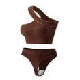 thumbnail image 2 of Womens Workout Sets 2PCS Yoga Outfits Seamless High Waist Shorts One Shoulder Sport Bra Set Ribbed Activewear Set, 2 of 7