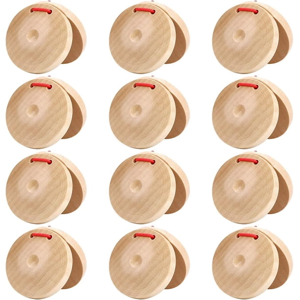 Instrumento de percusión de castañuelas de madera - 4 piezas Castañuelas de dedo de mano Favores de fiesta Castañuelas de madera españolas Aula Diy Ritmo Música Instrumento musical F