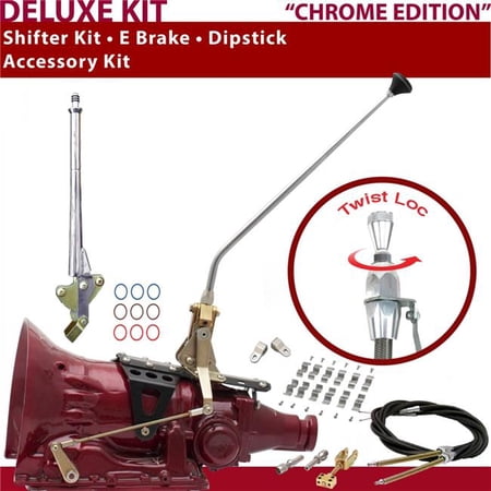 American Shifter C4 Shifter Kit Chrome 16 in. E Brake Cable Clamp Clevis Dipstick for F764A