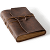 Bedsure Leather Journal Notebook（5x7 inches） - Rustic Handmade Vintage Leather Bound Journals for Men and Women - Lined Paper 200 Pages, Leather Book Diary Pocket Not