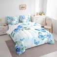 thumbnail image 3 of Manfei Chic Butterflies 7pcs Bedding Comforter Set,Rustic Leaves Queen Bedding Sets,Dreamy Blue Rose Queen Sheet Sets For Kids,Luxury Bedroom Decor, 3 of 8