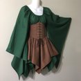 thumbnail image 3 of Disfraz de elfo medieval para mujer adulta, hada, elfo, princesa celta, corsé con cordones en la cintura, vestidos irregulares, tallas S a 5XL, 3 of 4