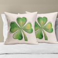 thumbnail image 3 of St Patricks Day Four Leaf Clover Pillow Covers 20x20 Inch Set of 2 Watercolor Lucky Clover Shamrock Decorative Pillow Cases Spring Farmhouse Decorations Cushion Cover for Sofa Couch, 3 of 6