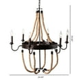 thumbnail image 6 of Baxton Studio Cassia Vintage Industrial Antique Style Hemp and Dark Bronze Metal 6 Light Chandelier, 6 of 6