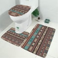 thumbnail image 2 of Brown Geometric Triangle Diamond Pattern Bathroom Rugs Sets 3 Piece,Toilet Cover Set,Absorbent Non Slip Bathroom Mats Sets with U-Shaped Contour Rug Toilet Rug Set, 2 of 5