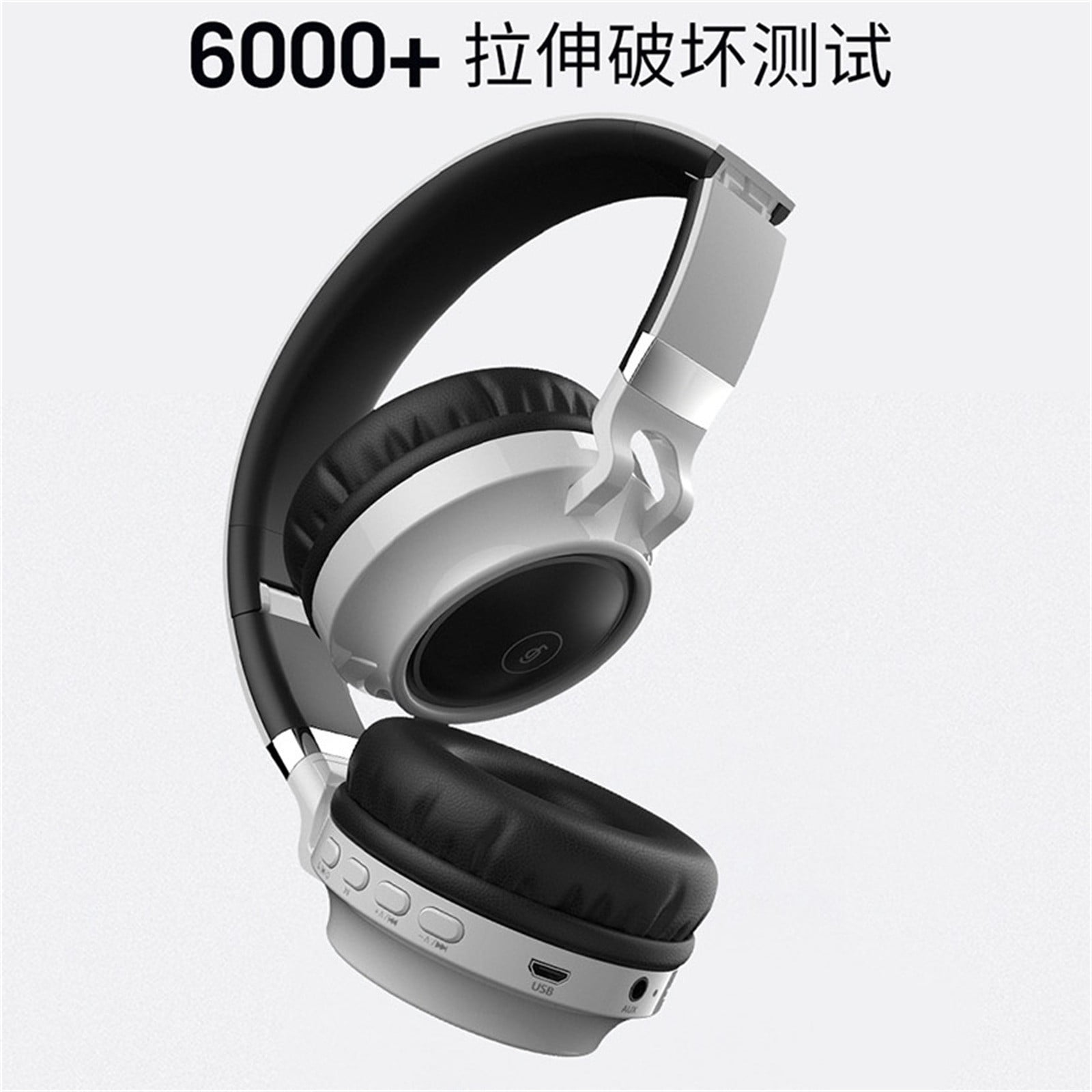 Foldable Headphones Wireless Bluetooth 5.0 Headset Bluetooth/FM/TF Card Play and Aux-in Function Colorful LED Aperture Built in Microphone, Bluetooth Headset