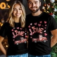 thumbnail image 3 of Camisetas para hombre, camiseta de algodón con cuello redondo y diseño de camión de amor para San Valentín, camiseta de manga corta para hombre con diseño de coche de amor con corazón., 3 of 8