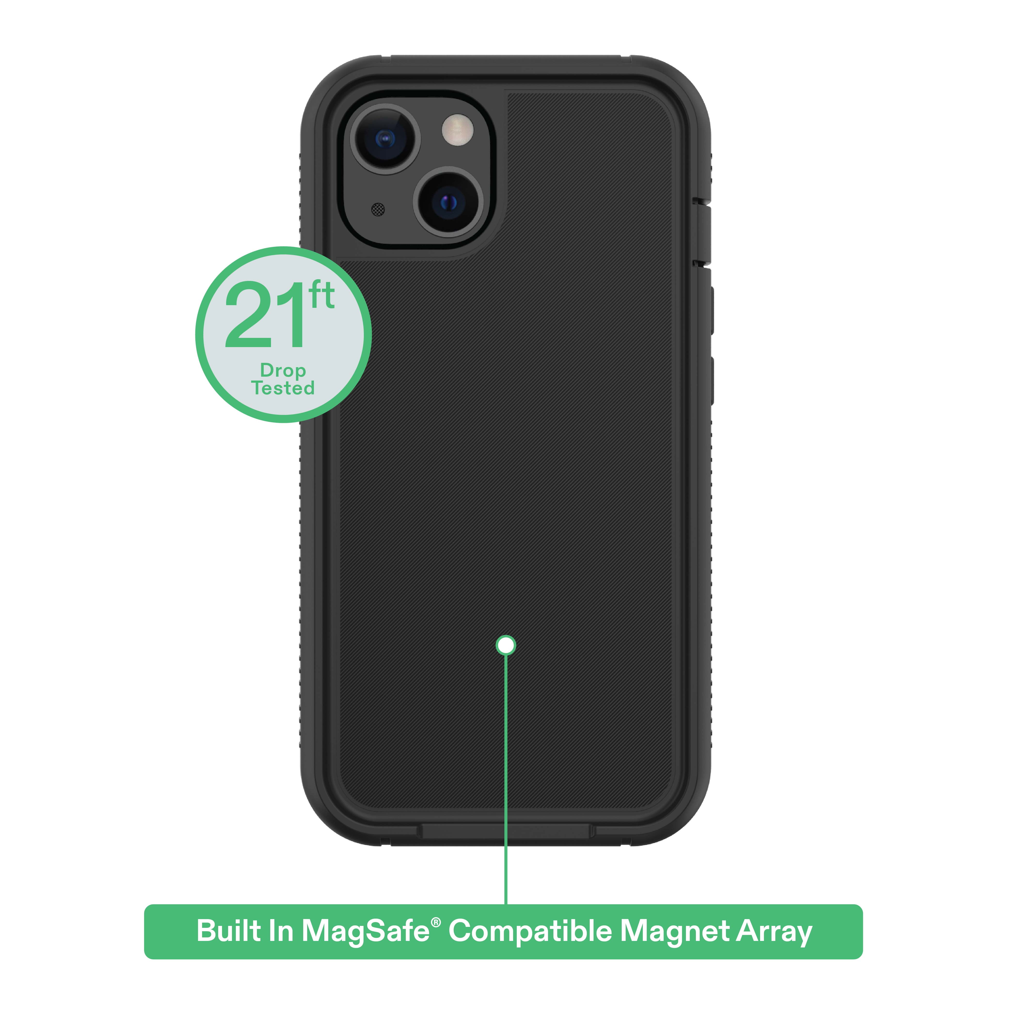 onn MagSafe Compatible Rugged Phone Case for iPhone 17e / iPhone 16e / iPhone 15 / iPhone 14 / iPhone 13 - Black