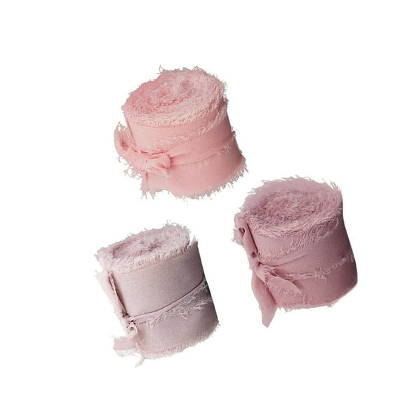 serony Franges Rubans en Chiffon Semblable à de la Soie pour Bouquets de Mariage Décor Rose Foncé+rose