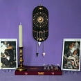 thumbnail image 3 of Small Shelf Sun Black Display Holder Phase of The Moon Pendulum Holder Magical Wooden Hanging Rustic Stand with 3 Pieces Natural Stones, 3 of 6