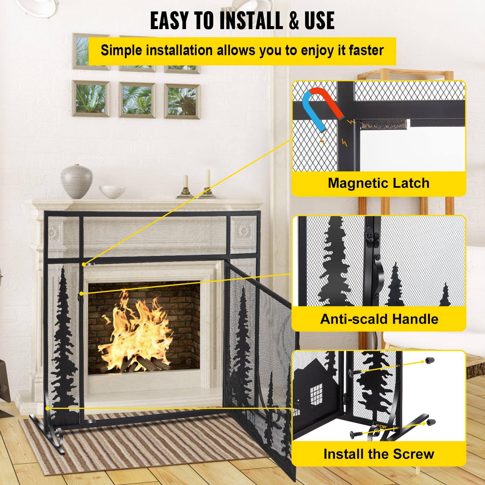 Secured Fireplace Safety Screen