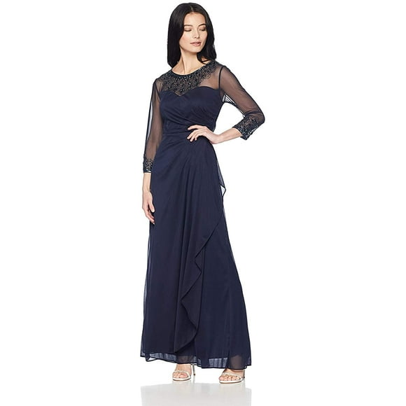 Alex Evenings Womens Long A-line Sweetheart Neck Dress Petite and Regular Sizes 14 Petite Dark Navy