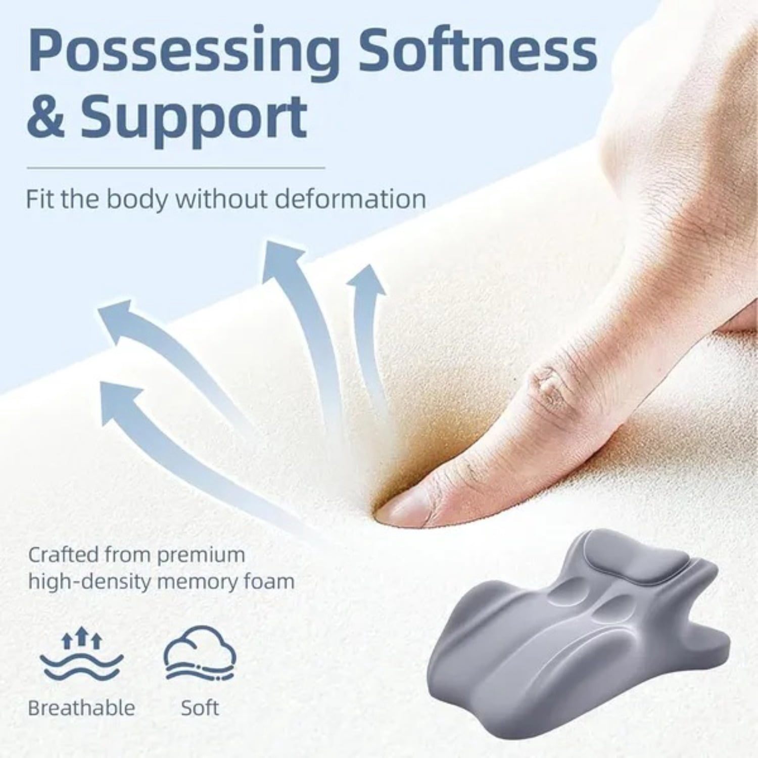 Wedge Pillow Memory Foam 27 Degree Angled Support Multi Position for Waist Neck Reading Relax