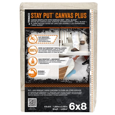 6' x 8' Trimaco 04329 Stay Put Slip Resistant Spill Block Canvas Drop Cloth