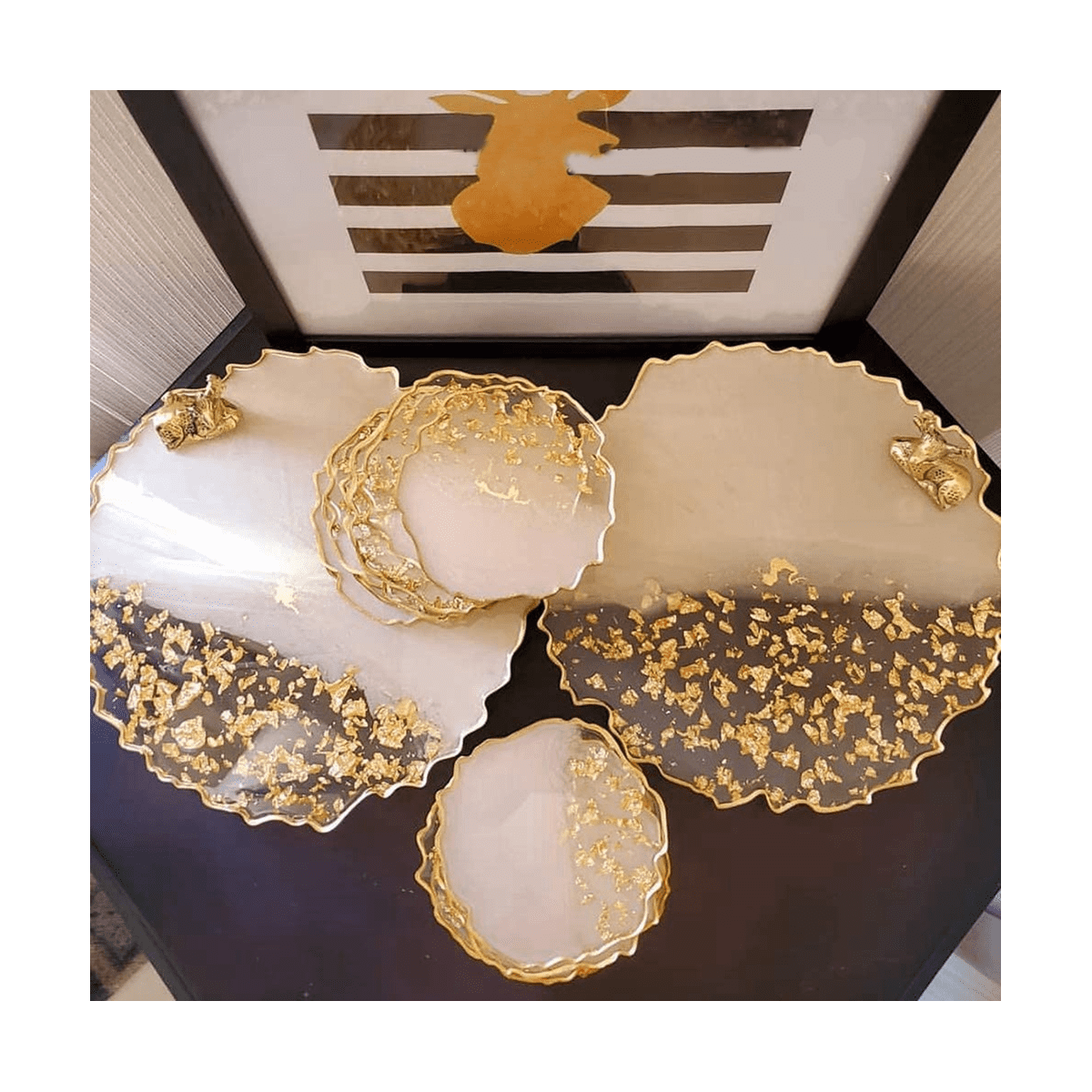 Silicone Resin Molds, 2 Pcs Large Resin Tray Mold + 8 Pcs Coaster Molds, Tray Molds, Tray and Coaster Epoxy Molds Set