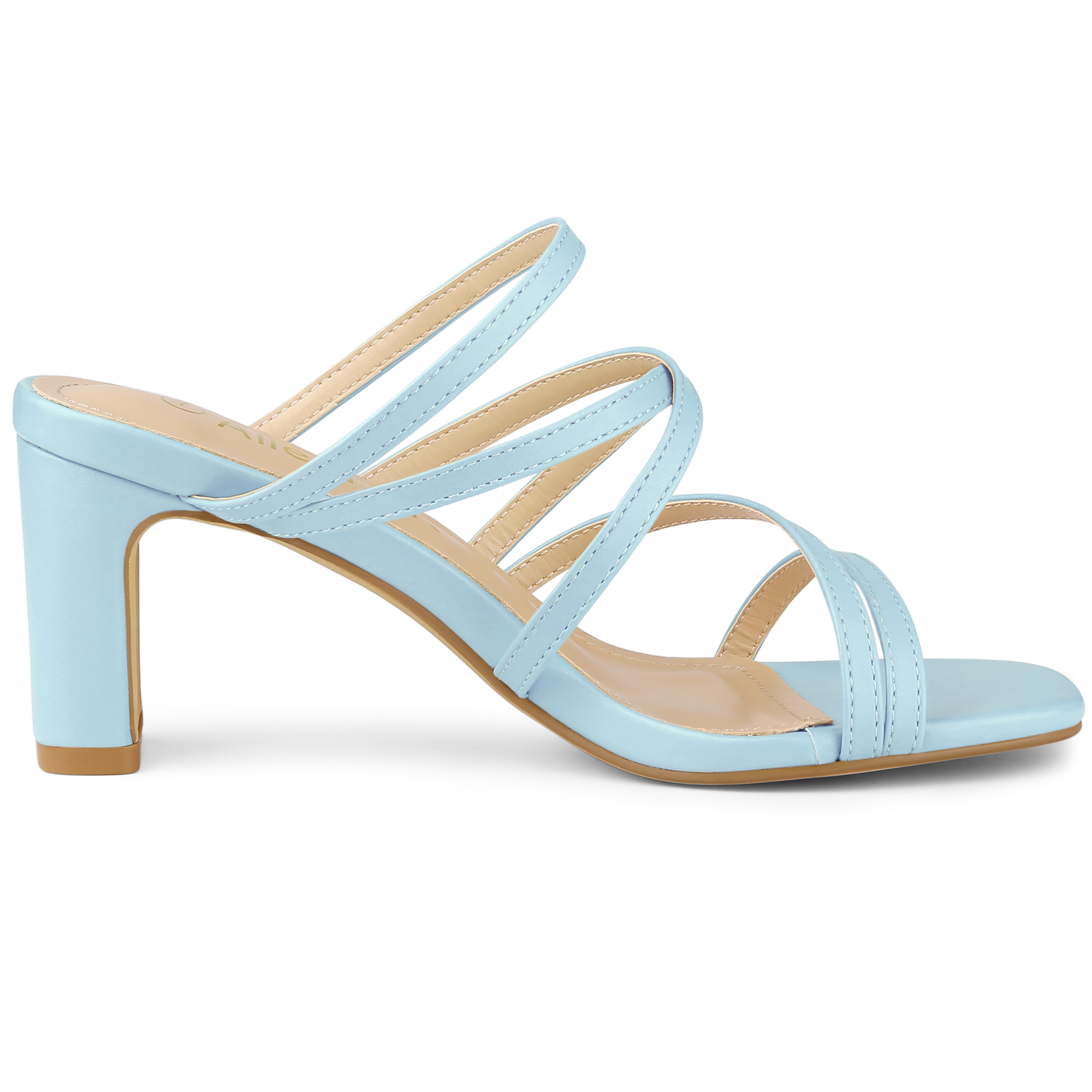 DARING DIVA Women's Sandals Block Heeleds Crisscross Strap Sandals Blue 10