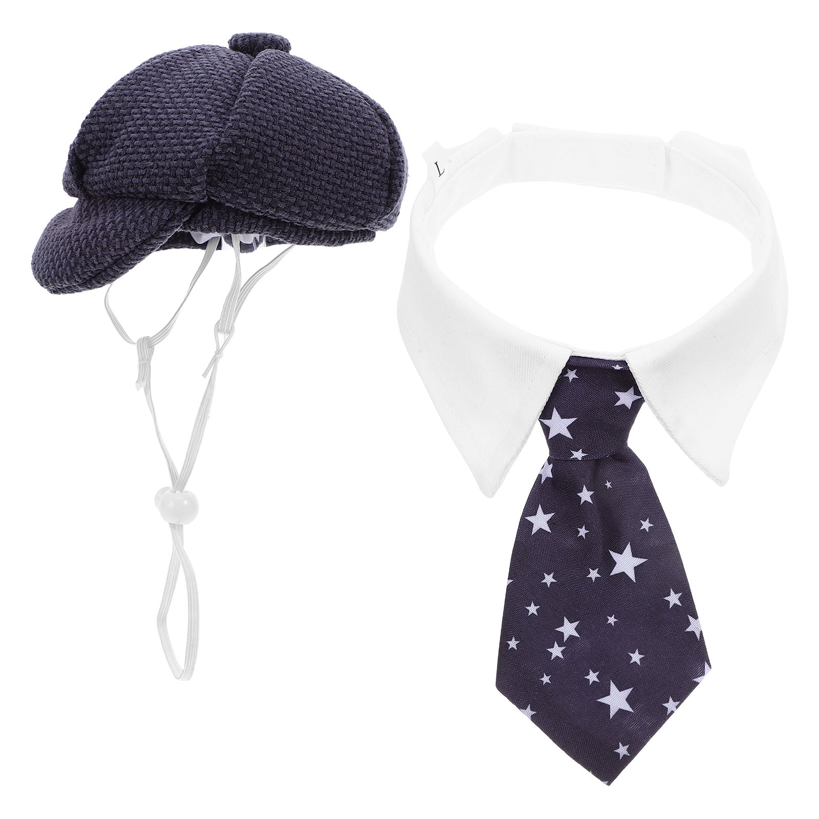 Phenofice 1Set Easy Wear Dog and Cat Beret Hat with Neck Tie for Daily Outings and Photos