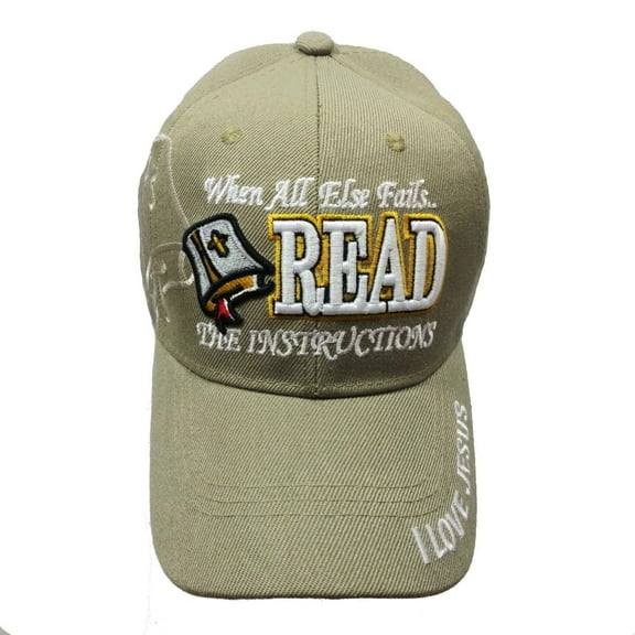 WHEN ALL ELSE FAILS, READ THE INSTRUCTION Christian Baseball Hat Cap (Khaki)