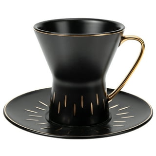 Yesland 2 Pack 10 oz Coffee Cup and Saucer, Ceramic Glossy Black Cappuccino  Cups with Saucers for Co…See more Yesland 2 Pack 10 oz Coffee Cup and