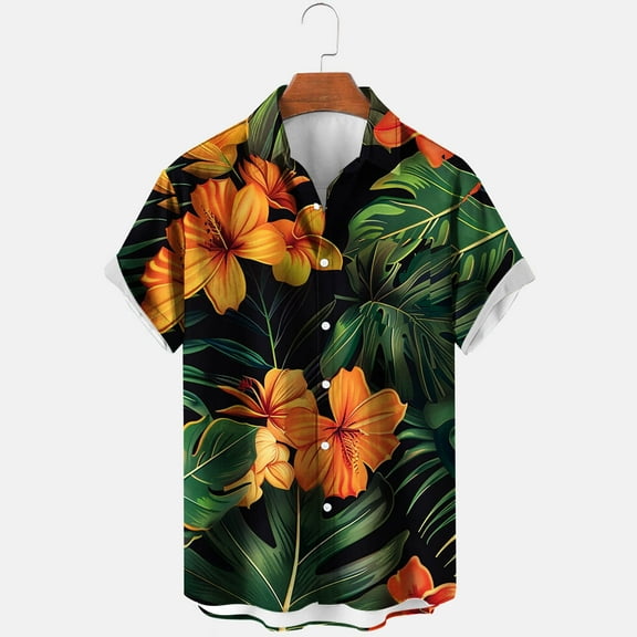 TMOYZQ Big & Tall Hawaiian Shirt for Men Short Sleeve Button Down Shirts Tropical Printed Graphic Summer Casual Vacation Holiday Shirt