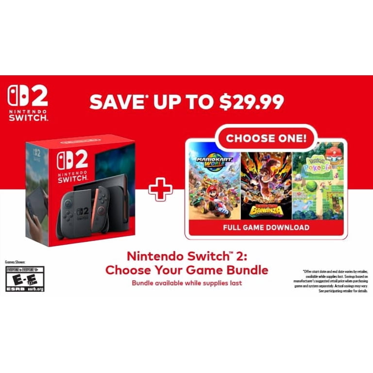 Nintendo Switch 2 Choose Your Game Bundle 256GB + 256GB MicroSD EX