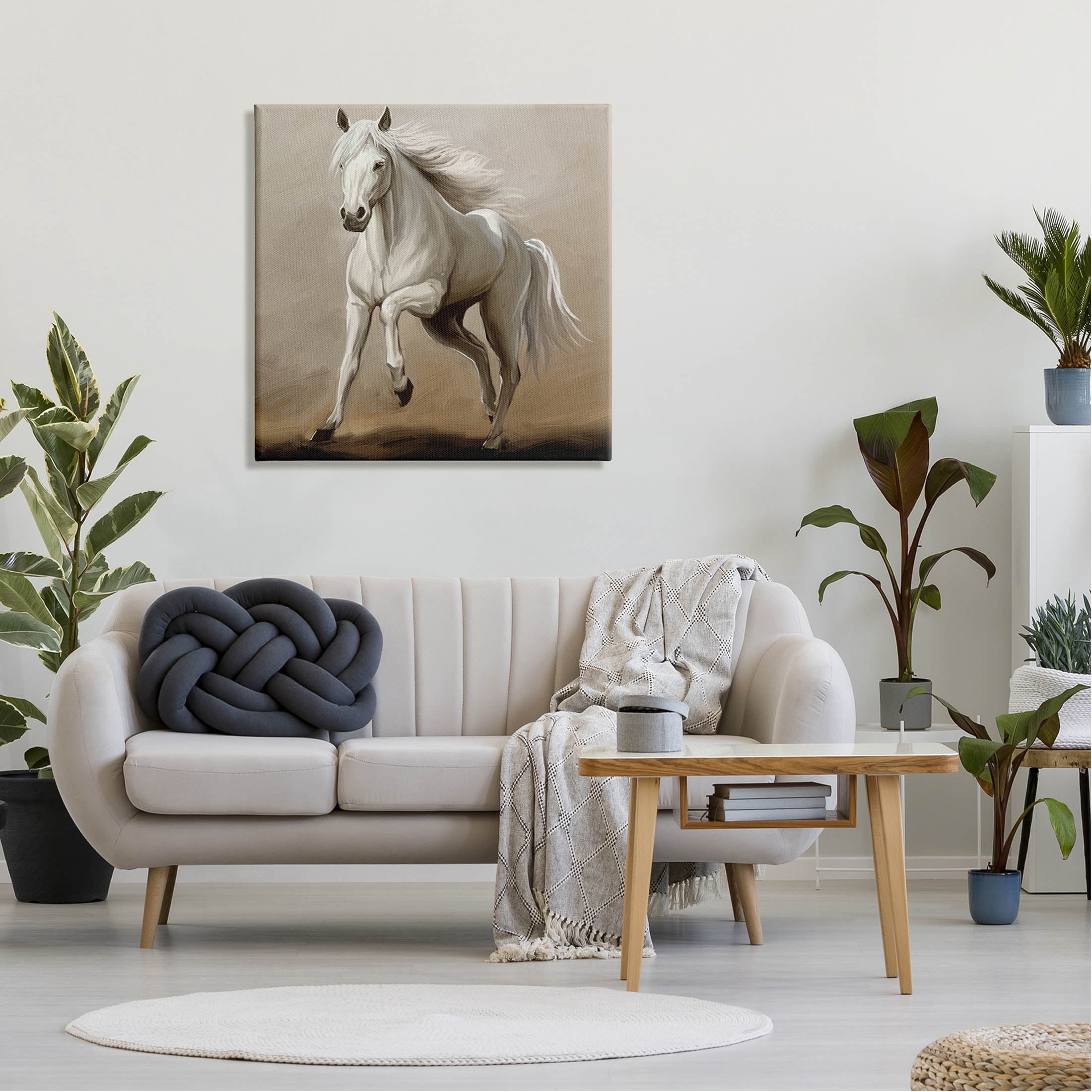 Stupell Industries Galloping Horse White Stallion Painting Gallery Wrapped Canvas Print Wall Art, Design by Ziwei Li