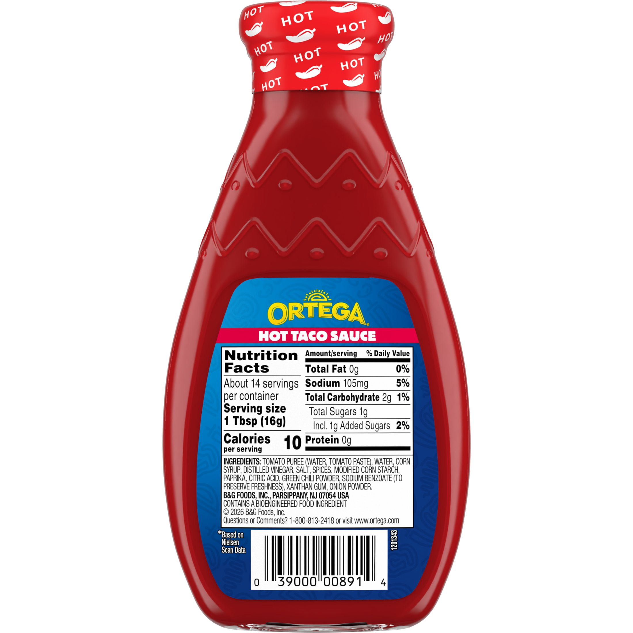 Ortega Hot Thick & Smooth Original Taco and Enchilada Chili Sauce, Kosher, 8 oz