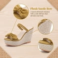 thumbnail image 2 of BLISSFUL STEP Women's Bow Double-strap Plaid Platform Slip Sandals Yellow 6, 2 of 5