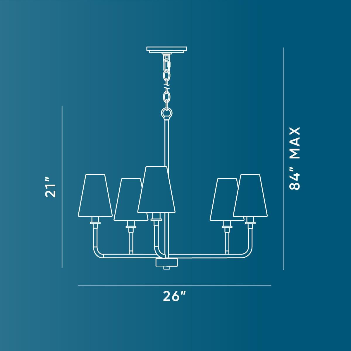 Avec Payton Collection 5-Light Contemporary Champagne Bronze Chandelier with White Fabric Shades