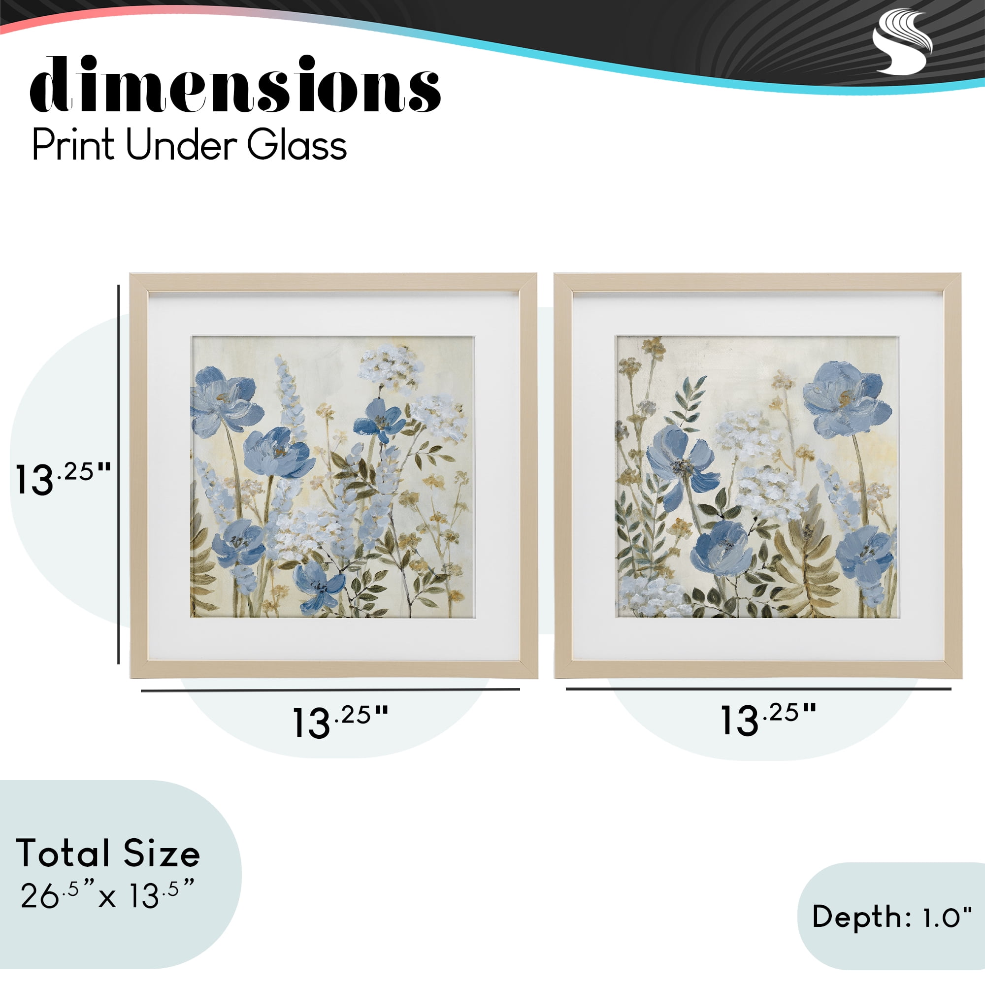 Stupell Industries Blue Peaceful Garden 2 Piece Birch Framed Print Under Glass Set, design by Lanie Loreth