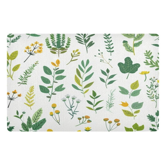 Ryvnso Summer Green Leaves Door Mats Outdoor Indoor Entrance Low Profile Floor Rugs 32"x20" Carpet