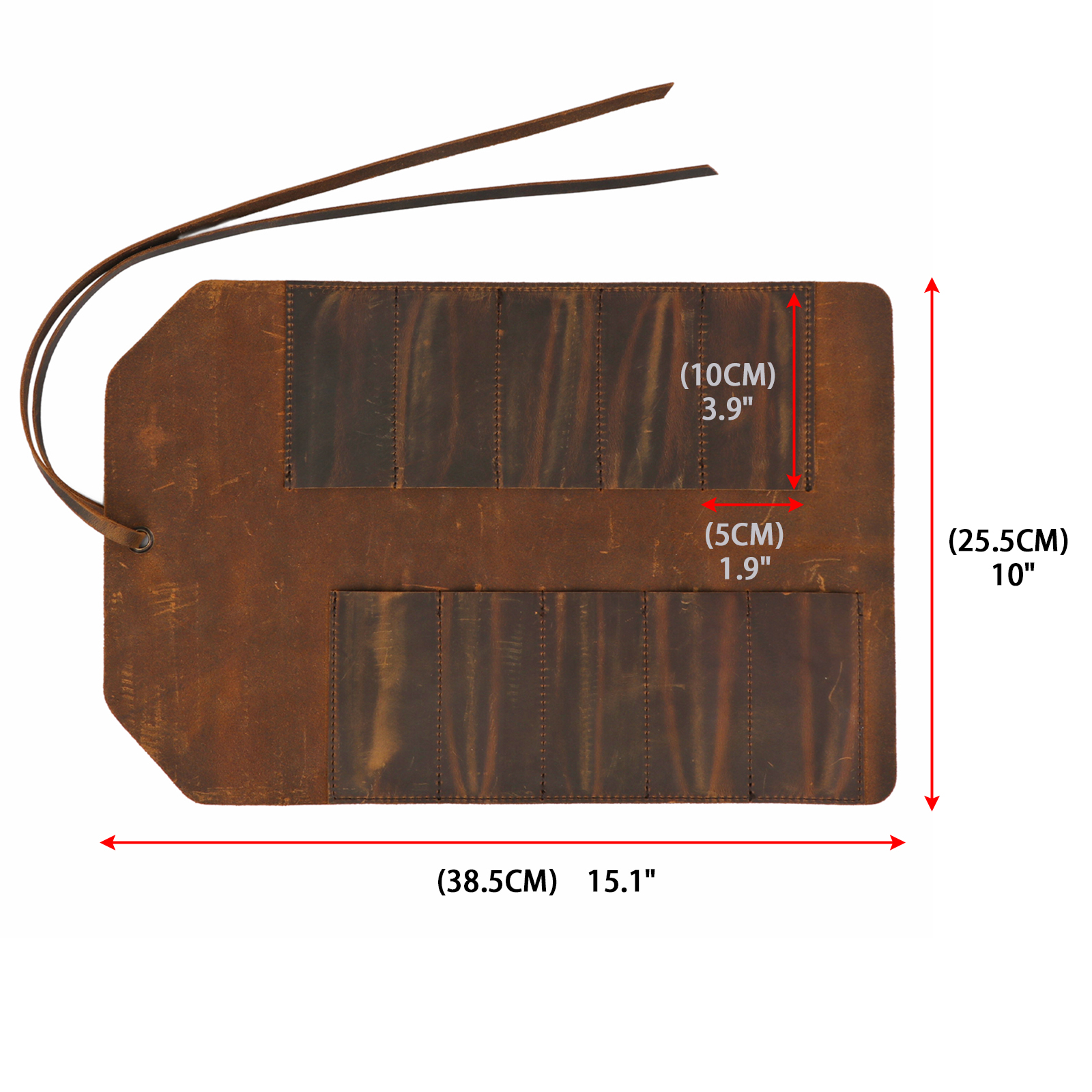 TOURBON Tools Roll Up Bag (8 Slots) Leather Portable Carry Pouch Workshop Storage Splier Tool Organizer Woodworking