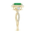 thumbnail image 3 of ANGARA Natural Oval 1.5 ct Emerald Twisted Vine Ring with Diamond Halo in 14K Yellow Gold for Women (Size-9x7mm) | May Birthstone, Birthday, Anniversary, Jewelry Gift for Women | Natural Emerald Ring, 3 of 9