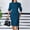 Peacock Blue, variant on Women's Crew Neck Bodycon Pencil Dress with Peplum, 3/4 Sleeve Office Wear to Work Dress White,S