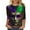 AE-Multicolor, variant on Visit the JURANMO Store Womens Fashion Tunic Tops Funny Mask Graphic 3/4 Sleeve Mardi Gras T Shirts Lightweight Carnival Party Tees Multicolor S