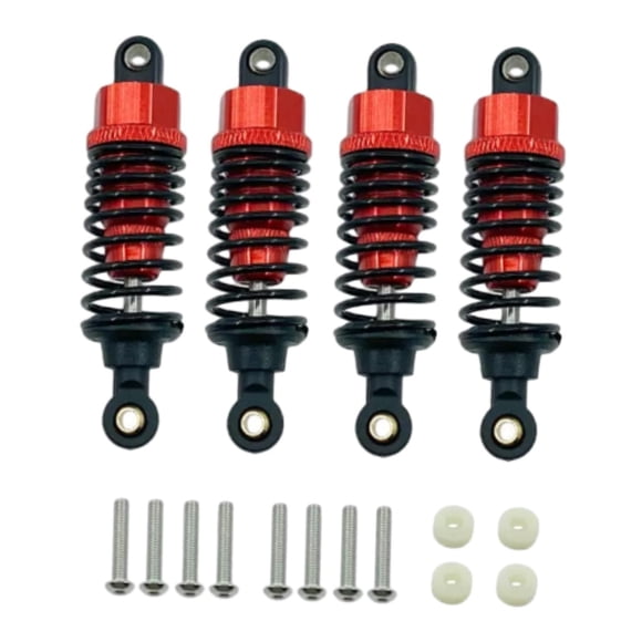 4 piezas de amortiguadores RC 1/10, repuestos de amortiguadores RC rellenos, amortiguador delantero y trasero Rojo