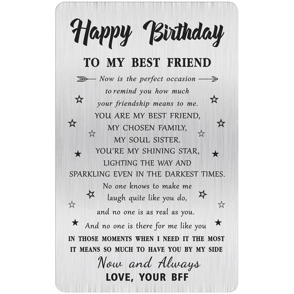 Best Friend Birthday Card, Happy Birthday Gifts to My Best Friend, Bday Engraved Wallet Card Inserts Gift for Bff Bestie Women Girls