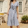 thumbnail image 2 of Vestido de manga corta de playa boho floral de gasa con cuello en V casual para mujer Fridja yut2988, 2 of 8